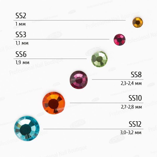 Стрази PNB Colorful mix ss2, ss3, ss6, ss8, ss10, ss12, 200 шт PNB-8414 фото