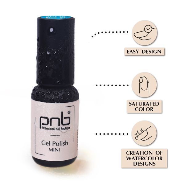 Аква-чорнила для дизайну нігтів PNB 01/Blur Ink PNB Blue/ блакитні 4 мл PNB-1911 фото