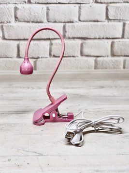 Лампа LED/UV гнучка на прищіпці 5W з USB Рожева EXP-016 фото