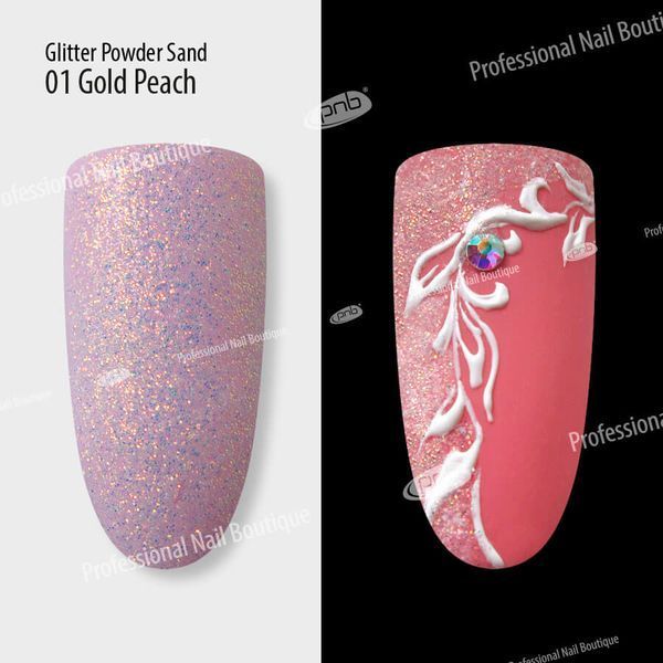 Пудра-песок PNB 01, золотисто-персикова /Glitter Sand Powder 01 Gold Peach, 1 г (6 шт/упак) PNB-8011 фото