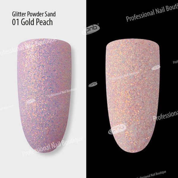 Пудра-песок PNB 01, золотисто-персикова /Glitter Sand Powder 01 Gold Peach, 1 г (6 шт/упак) PNB-8011 фото